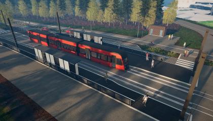 Havainnekuva Ruotulan tulevasta ratikkapysäkistä.