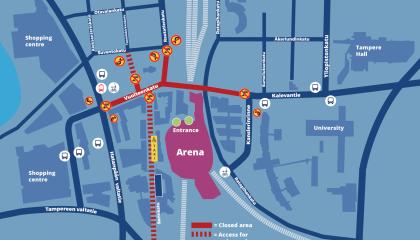 A map showing the traffic arrangements in the Sori area durin UMK.