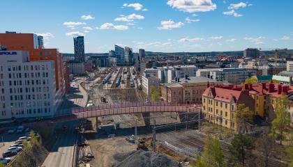 Ilmakuvassa näkyy uusi Erkkilän silta osana Tammelan ja Kyttälän maisemaa.