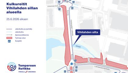 Kuvassa kartta, jossa reittejä.
