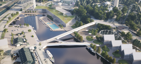 Mustalahden yli haarautuva Särkänsilta