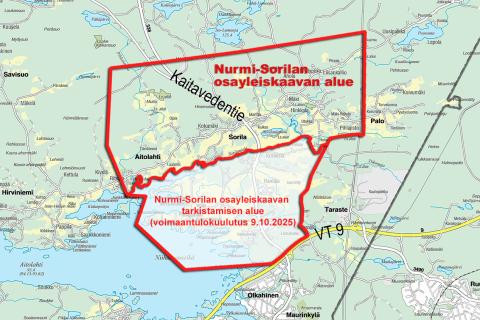 Nurmi-Sorilan osayleiskaava on voimassa Sorilanjoen pohjoispuolella.