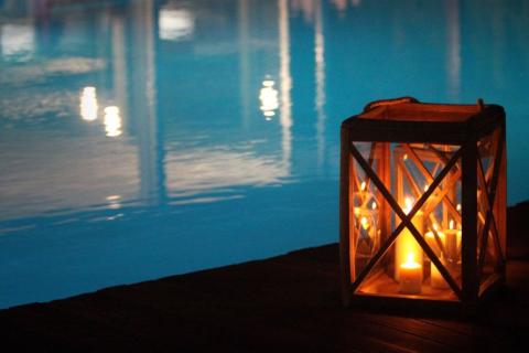 Pool and a led candle.