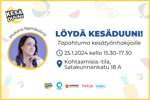 Kesäduunin mainos, jonka sisältö löytyy tekstistä.