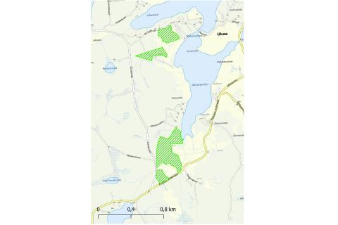 Nallin luonnonsuojelualueen osa-alueet kartalla.