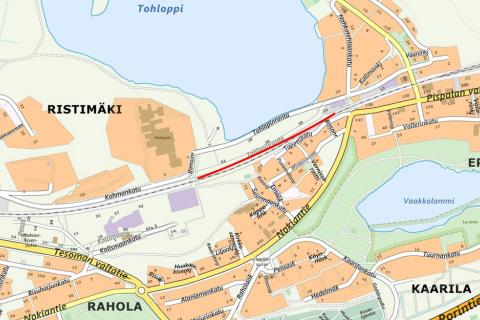 Tohlopinrannan meluseinän sijainti kartalla.