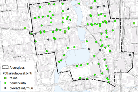 Map of electric scooter parks in the city centre.