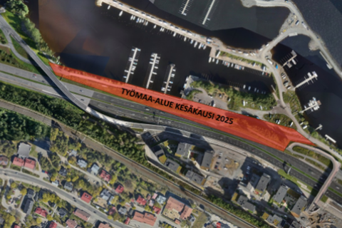 Näsijärven rantareitin työmaa-alue kesällä 2025.