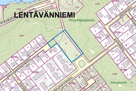 Asemakaavan numero 8954 rajaus virastokartalla