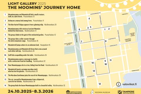 A map of the locations and names of the works of art.