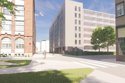 Kuvassa on esitetty yksi tapa, jolla kaavaluonnoksen mukainen rakentaminen voitaisiin toteuttaa tulevaisuudessa.