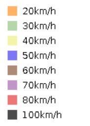 Karttaselitteet, nopeusrajoituksien värit kartalla