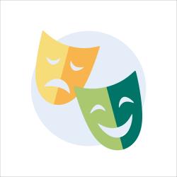 Piirroskuva teatterinaamioista